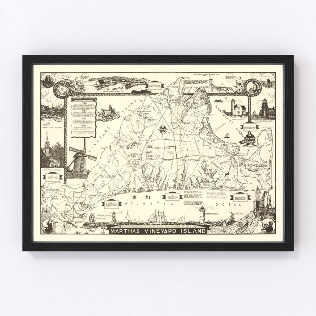Vintage Map of Martha's Vineyard, 1935