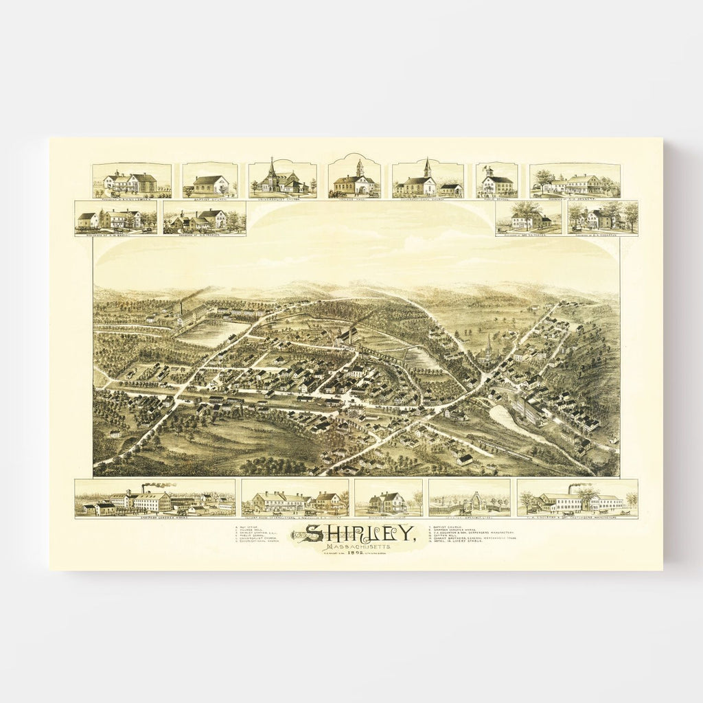 Vintage Map of Shirley, Massachusetts 1892