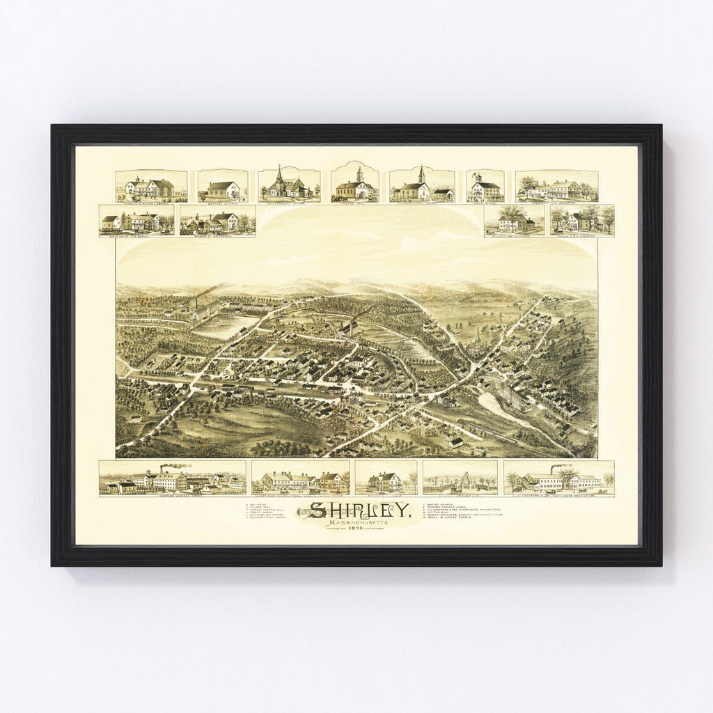 Vintage Map of Shirley, Massachusetts 1892