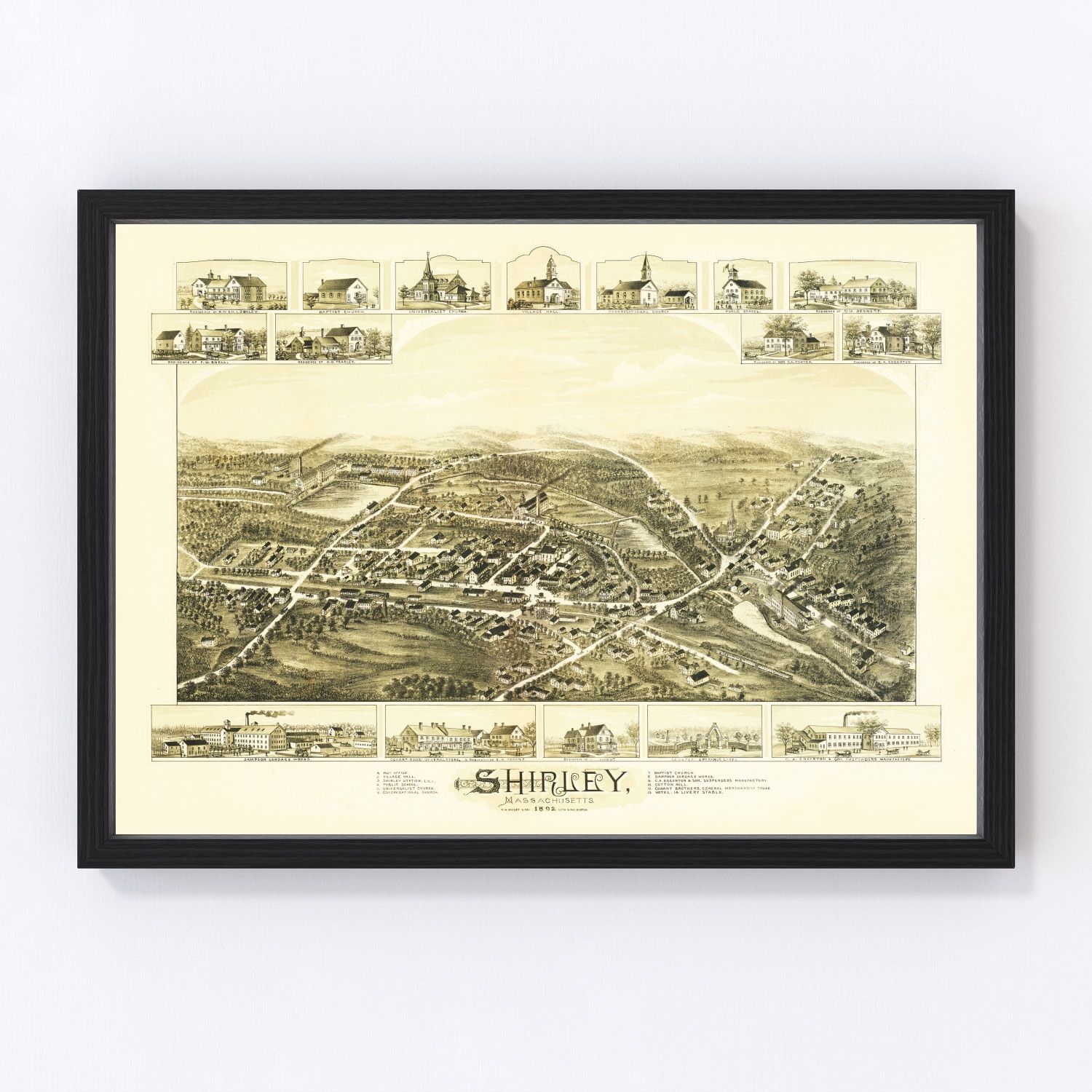 Vintage Map of Shirley, Massachusetts 1892