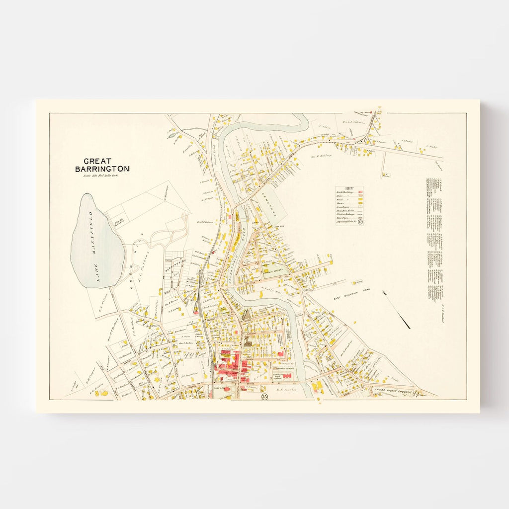 Vintage Map of Great Barrington, Massachusetts 1900