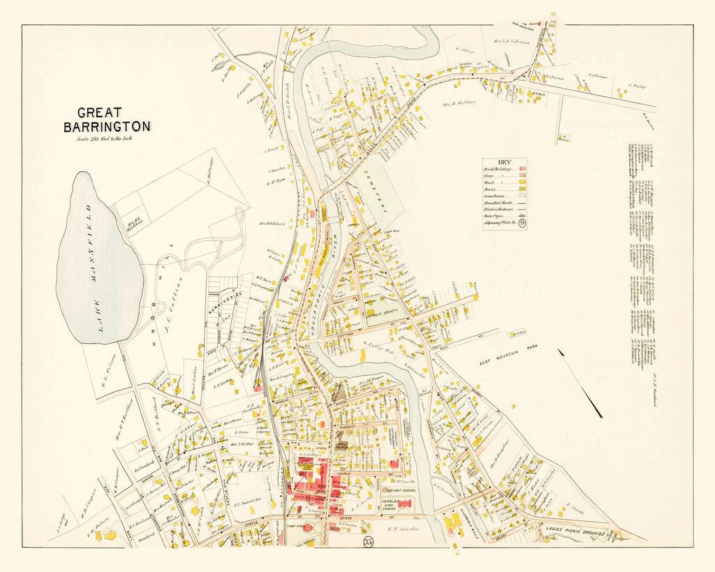 Vintage Map of Great Barrington, Massachusetts 1900