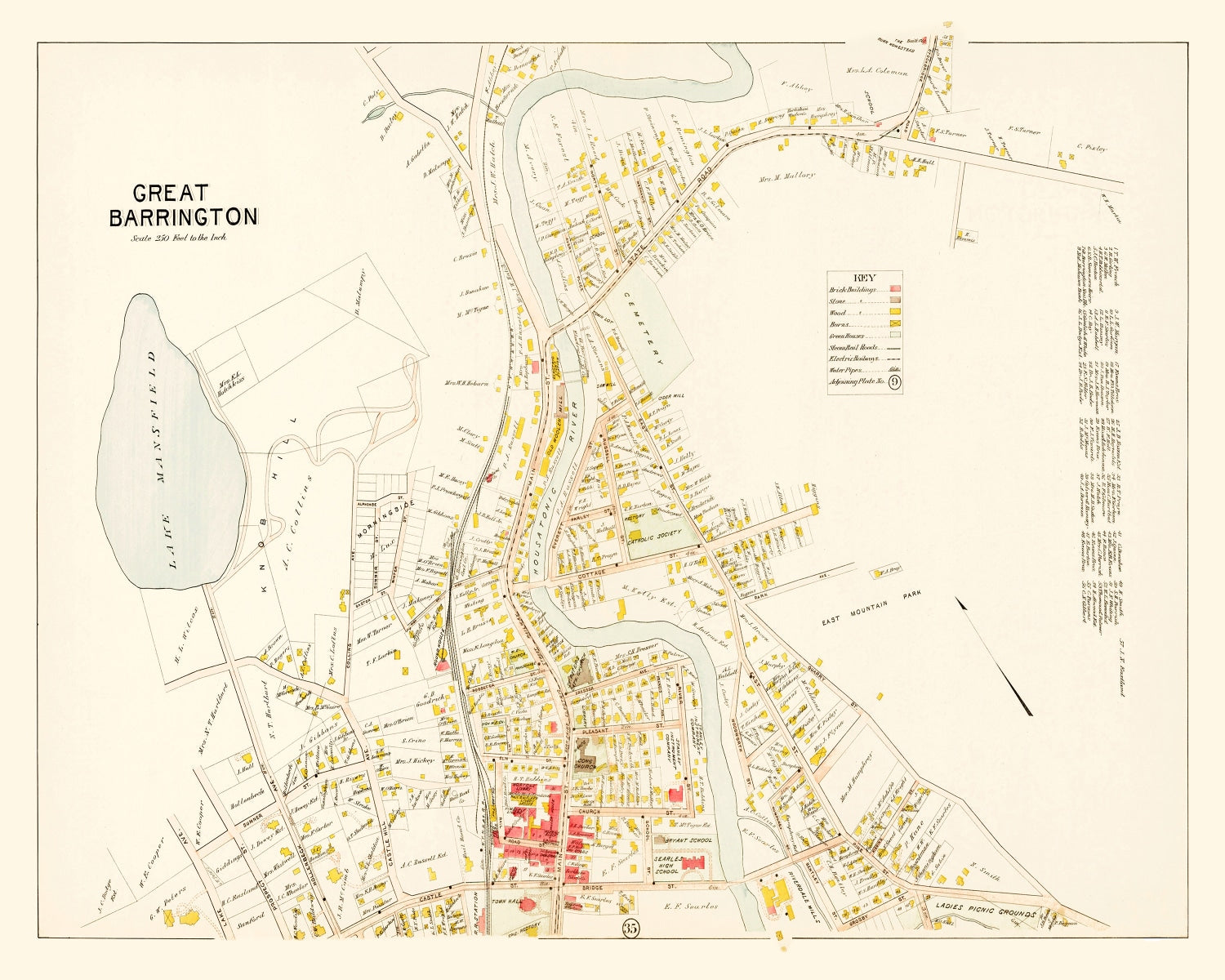 Vintage Map of Great Barrington, Massachusetts 1900