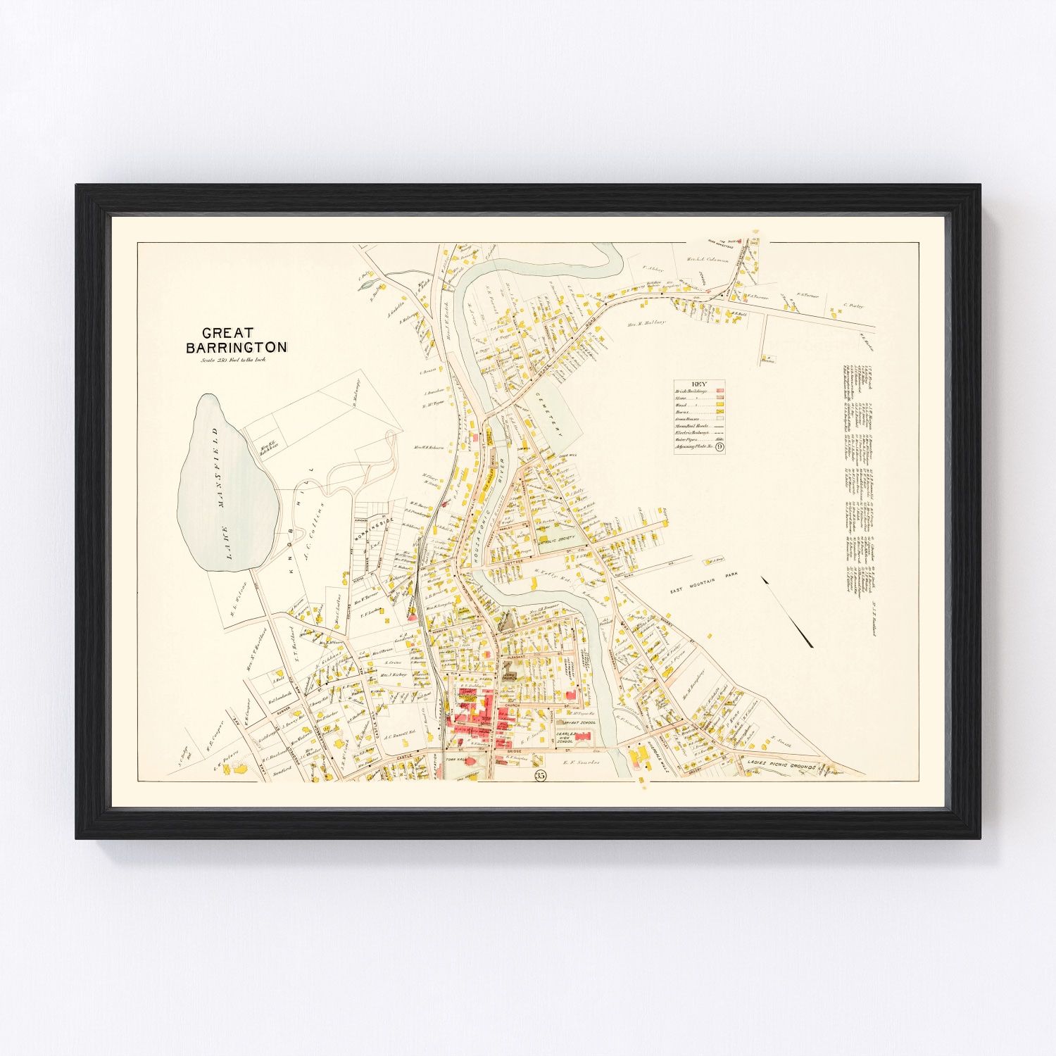 Vintage Map of Great Barrington, Massachusetts 1900