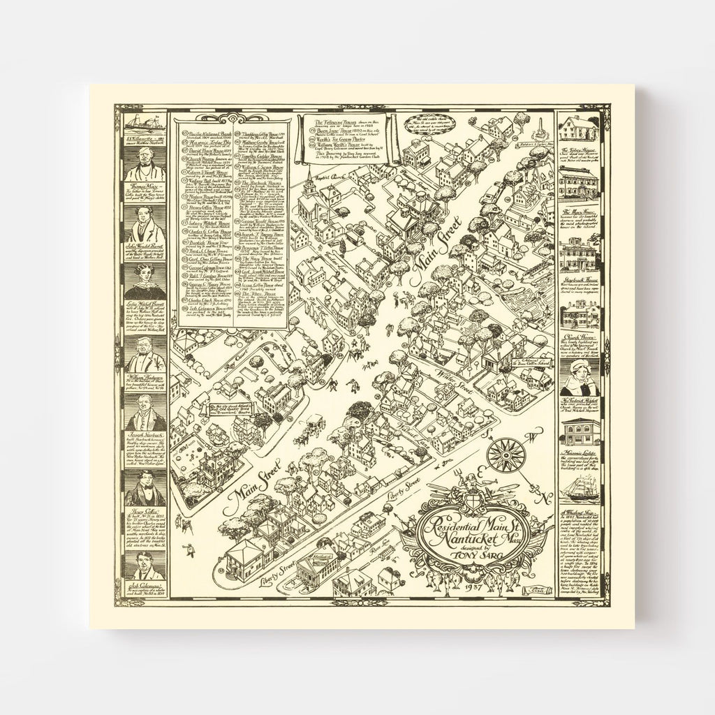 Vintage Map of Nantucket, Massachusetts 1937