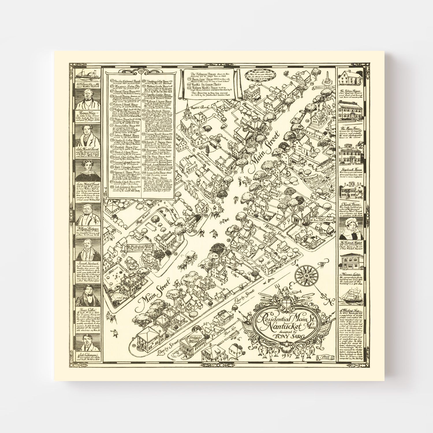 Vintage Map of Nantucket, Massachusetts 1937