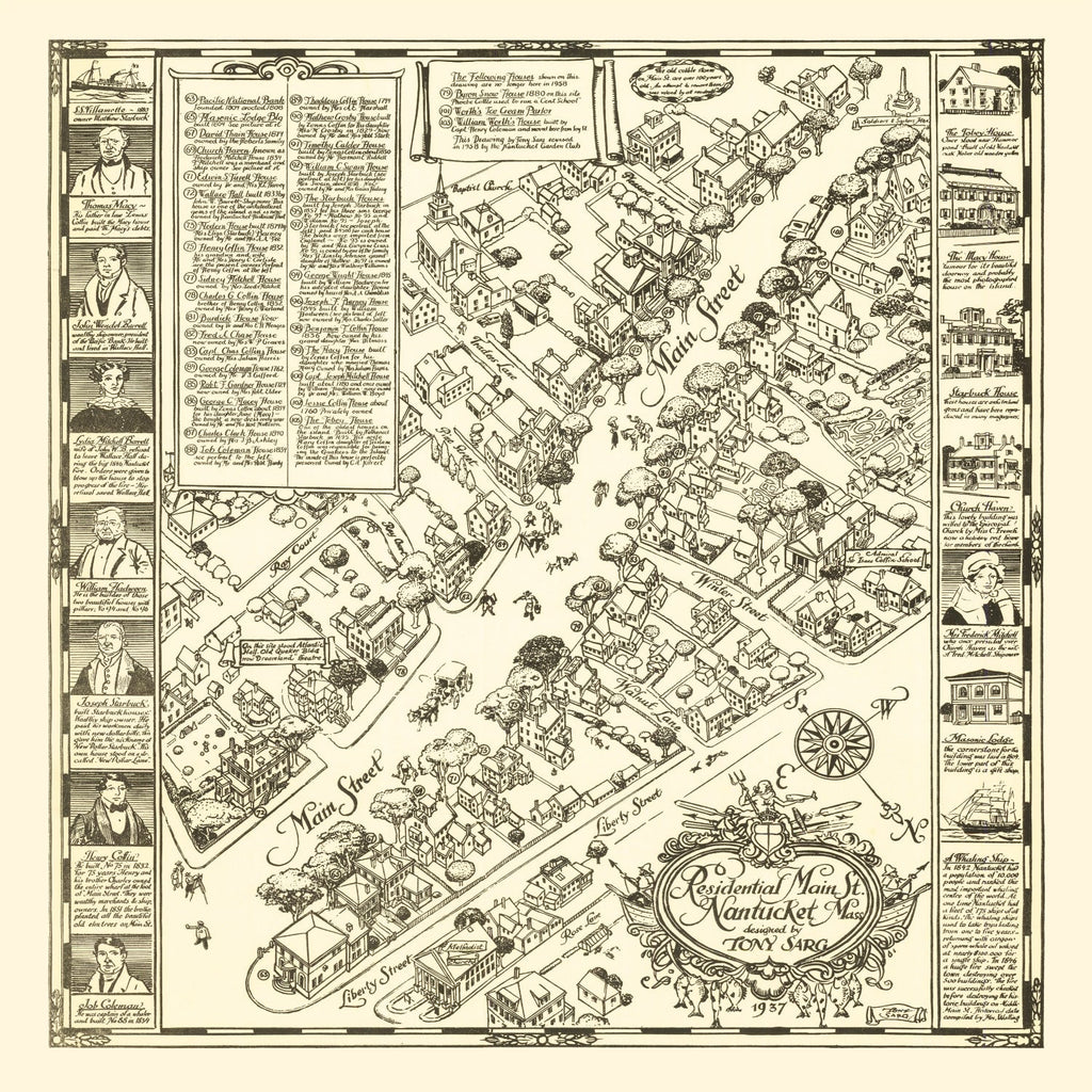 Vintage Map of Nantucket, Massachusetts 1937