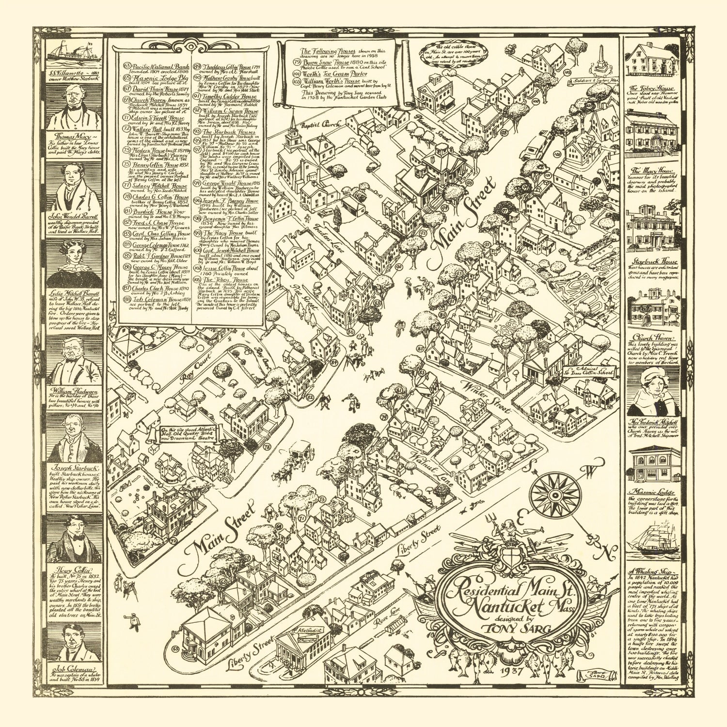 Vintage Map of Nantucket, Massachusetts 1937