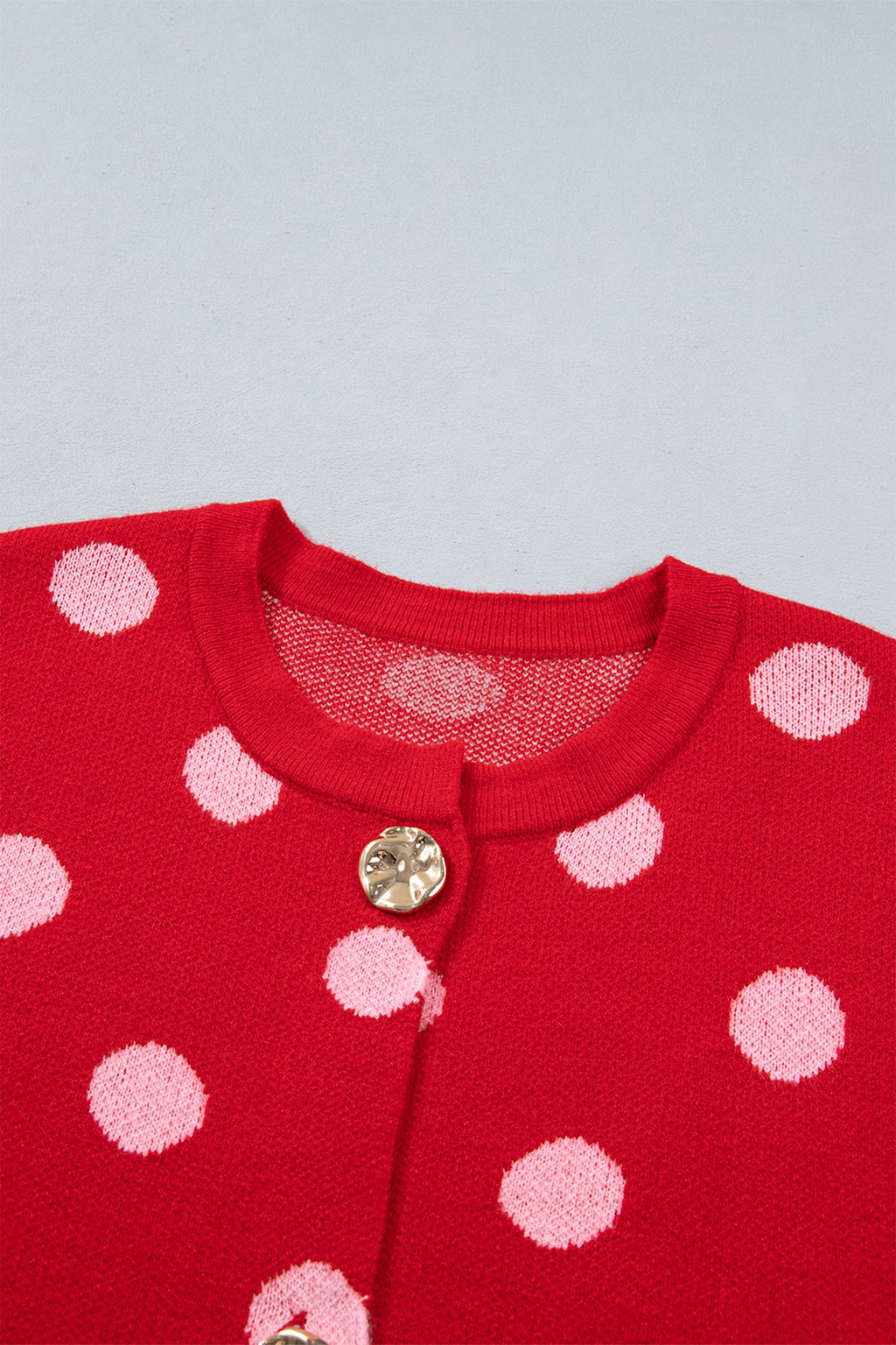 Polka Dot Drop Shoulder Buttoned Knit Vest