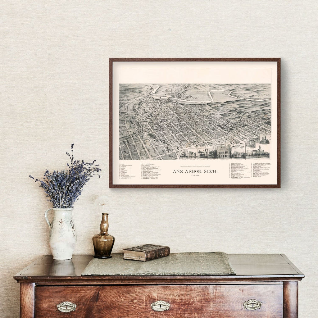 Vintage Map of Ann Arbor, Michigan 1890