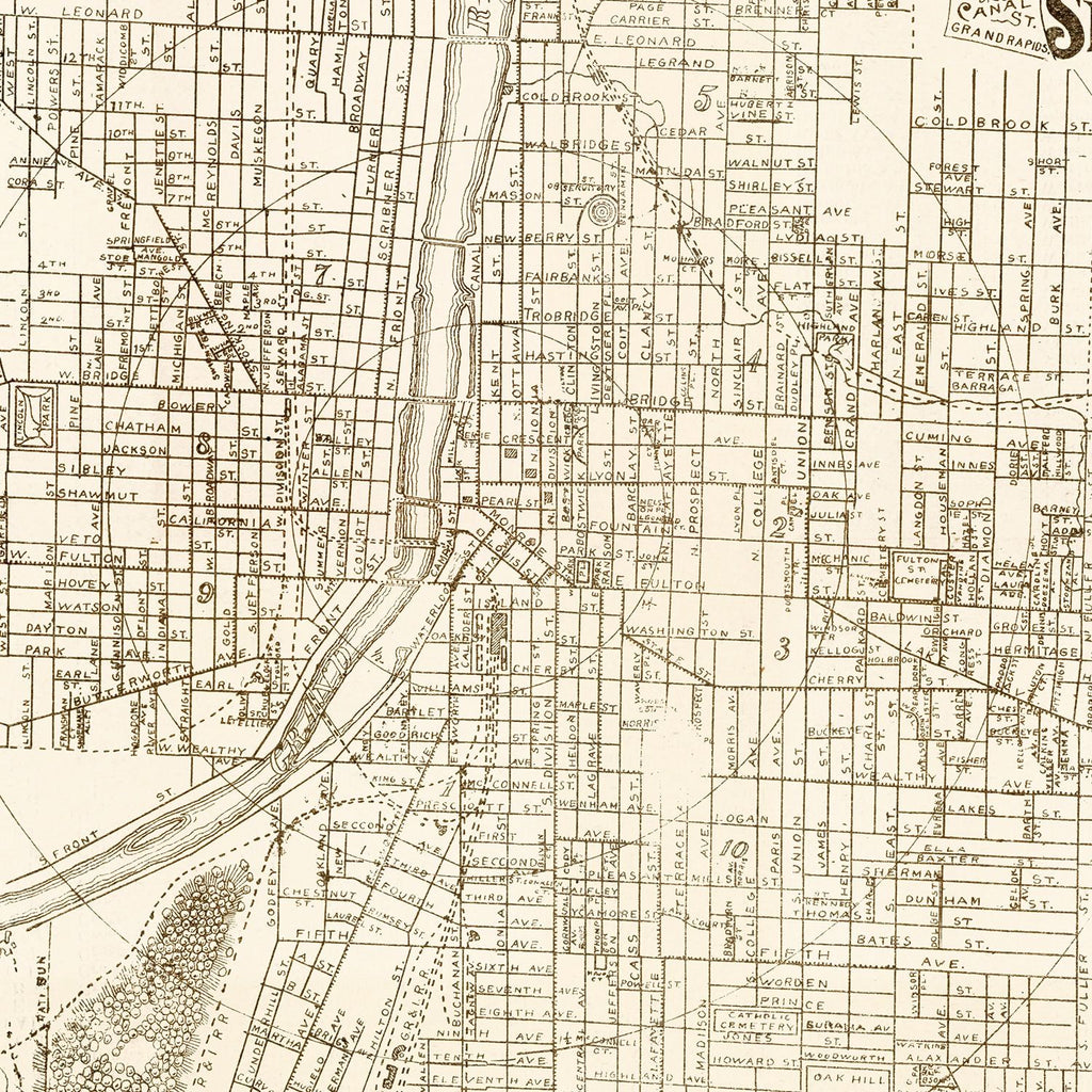 Vintage Map of Grand Rapids, Michigan 1893