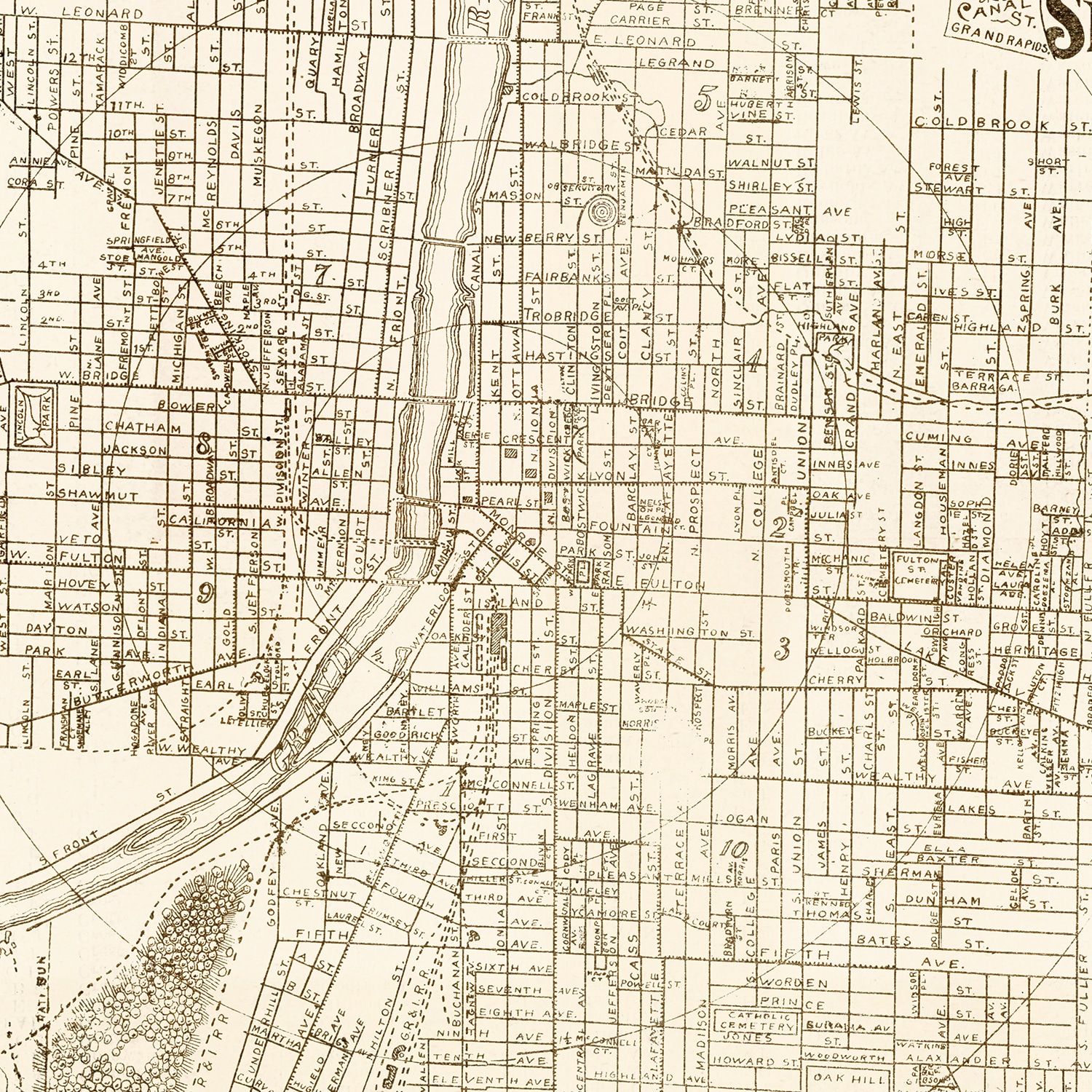 Vintage Map of Grand Rapids, Michigan 1893