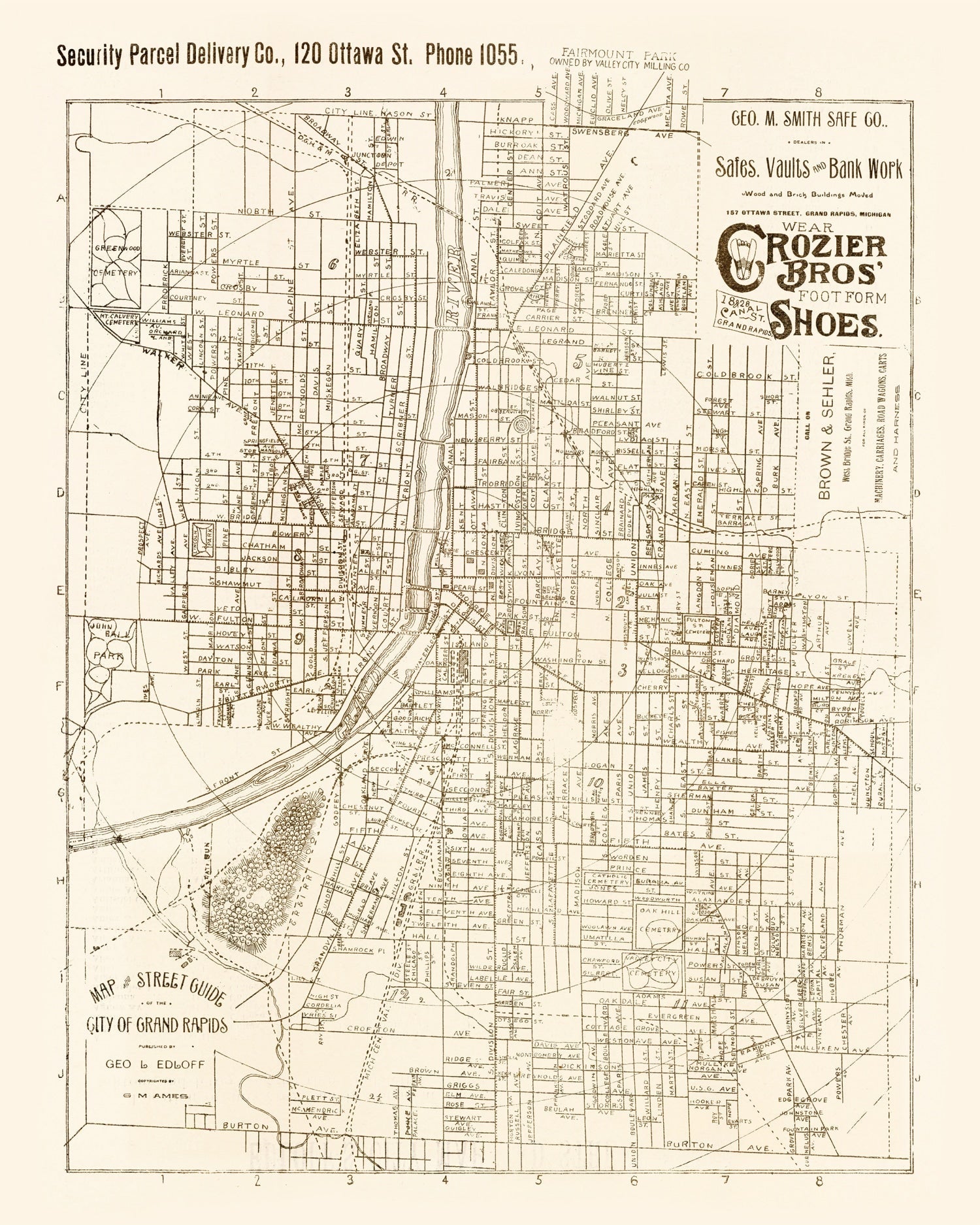 Vintage Map of Grand Rapids, Michigan 1893