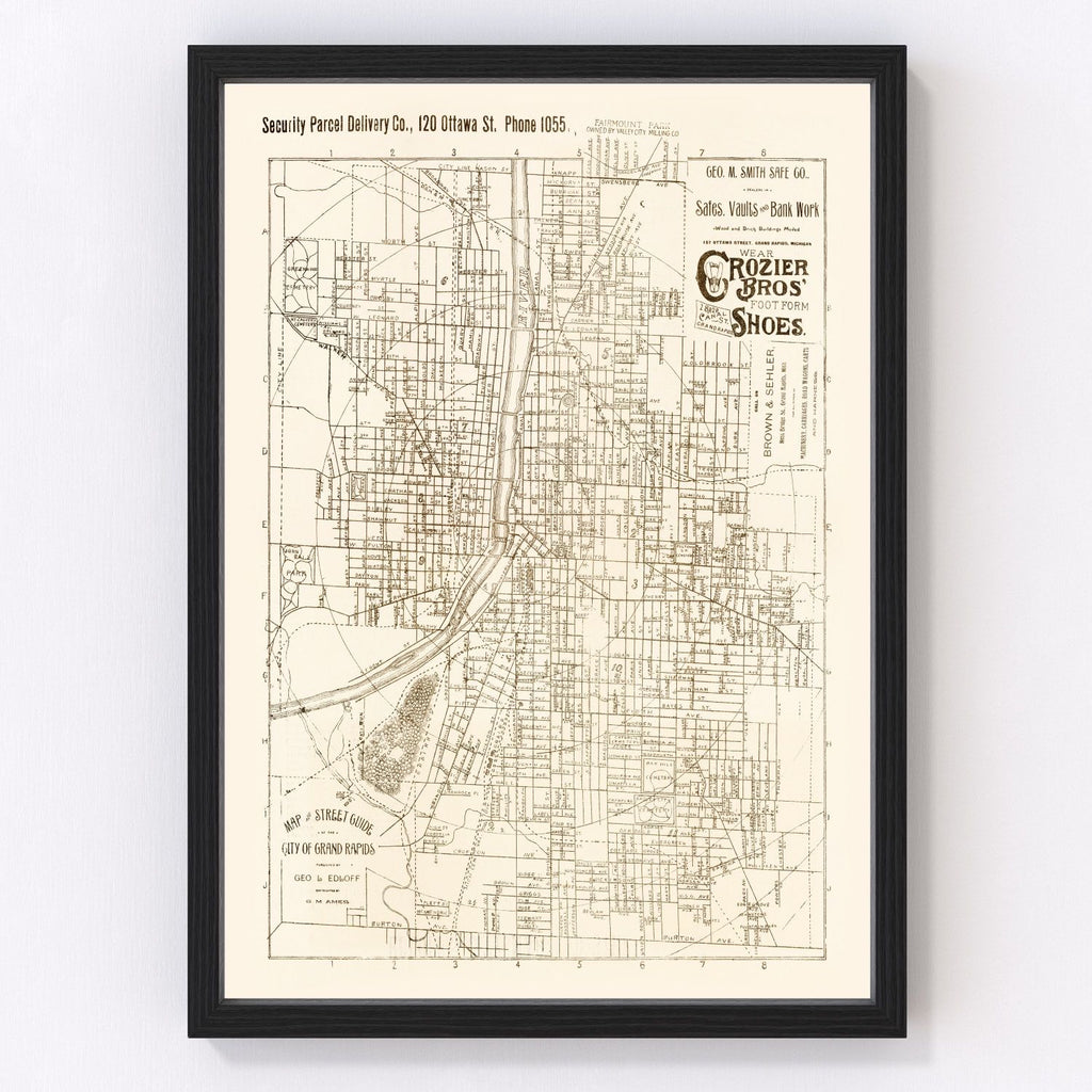 Vintage Map of Grand Rapids, Michigan 1893