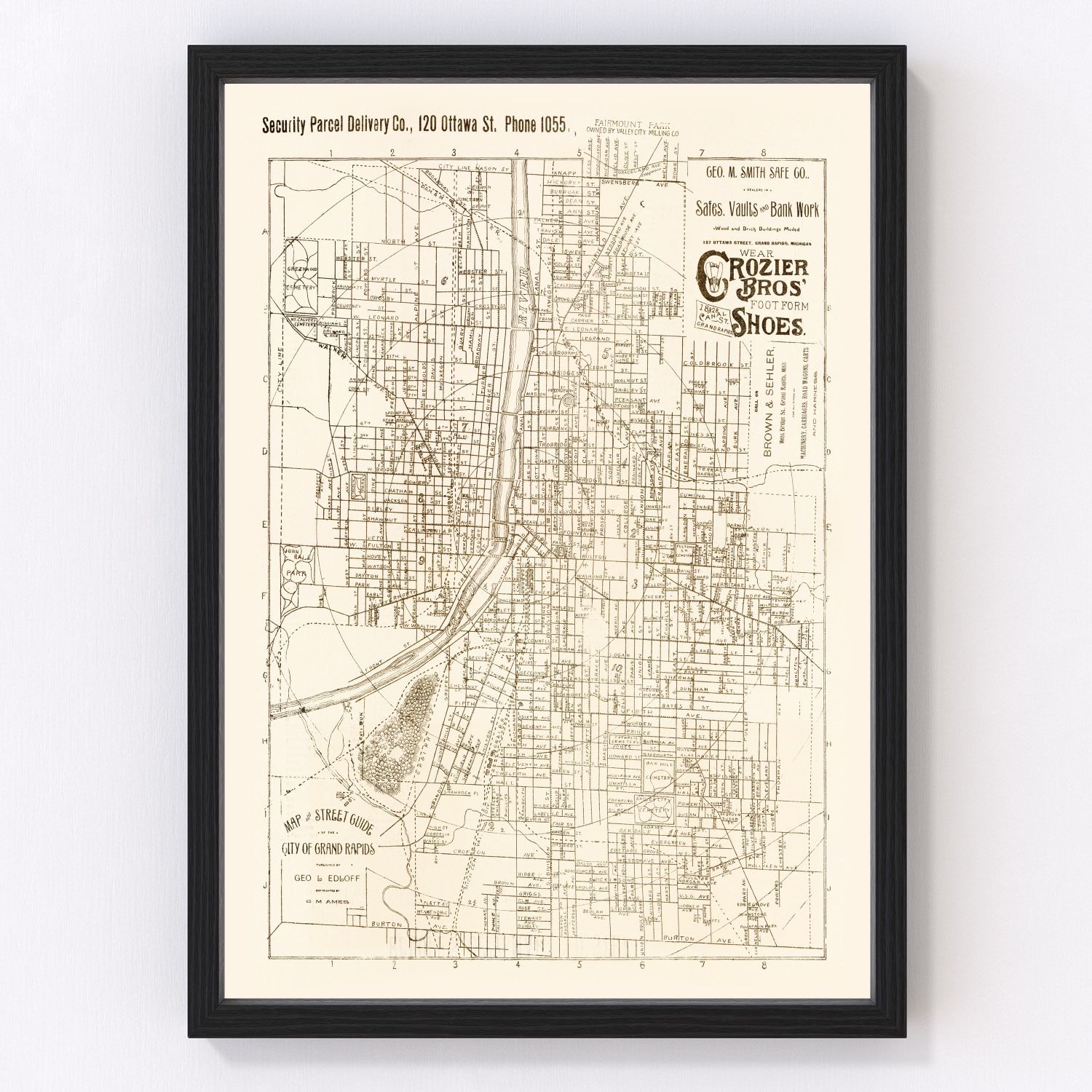 Vintage Map of Grand Rapids, Michigan 1893