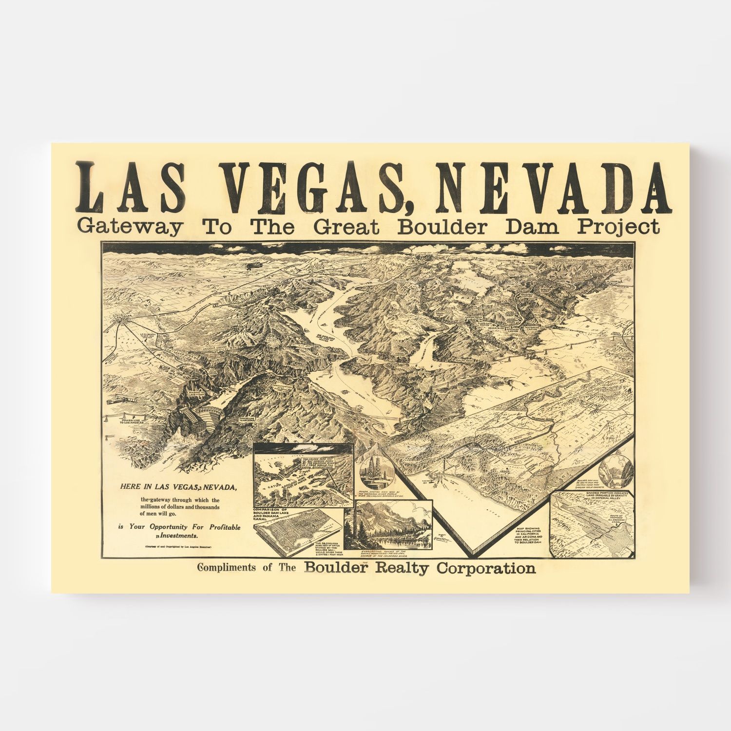 Vintage Map of Las Vegas, Nevada 1932