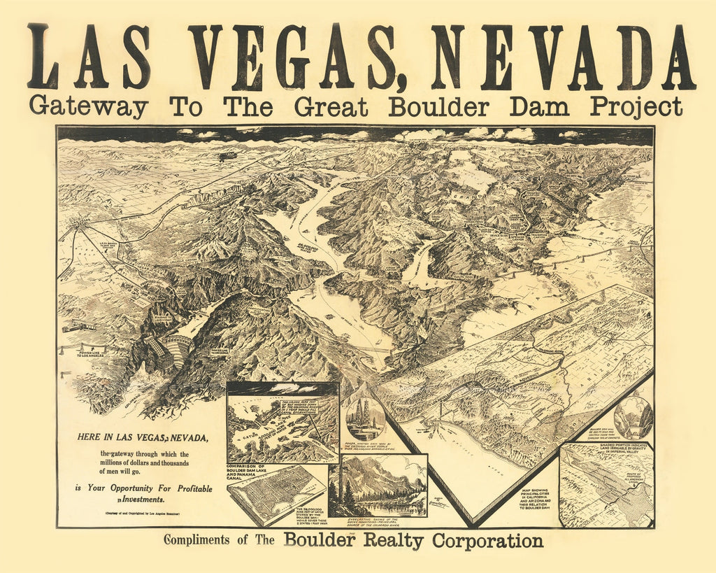Vintage Map of Las Vegas, Nevada 1932