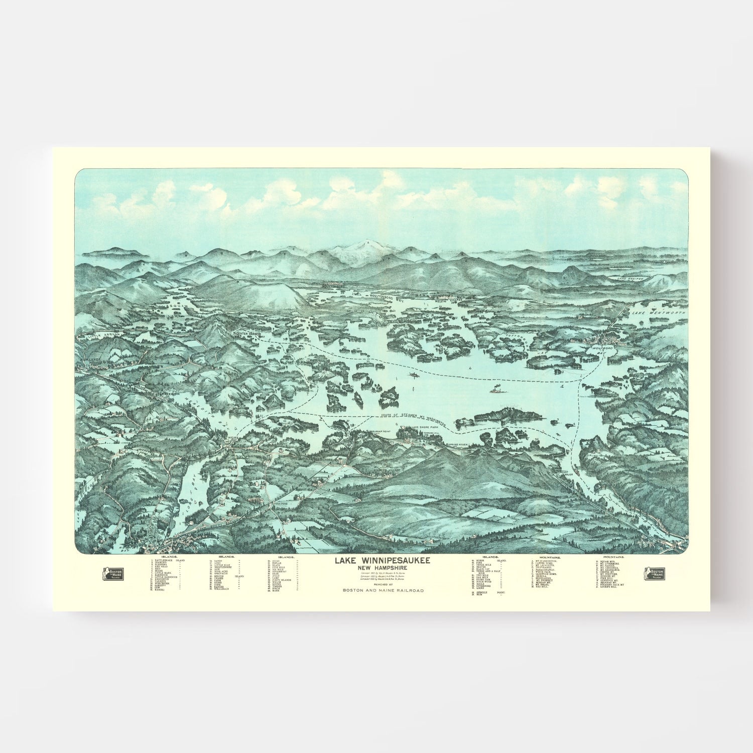 Vintage Map of Lake Winnipesaukee, 1903