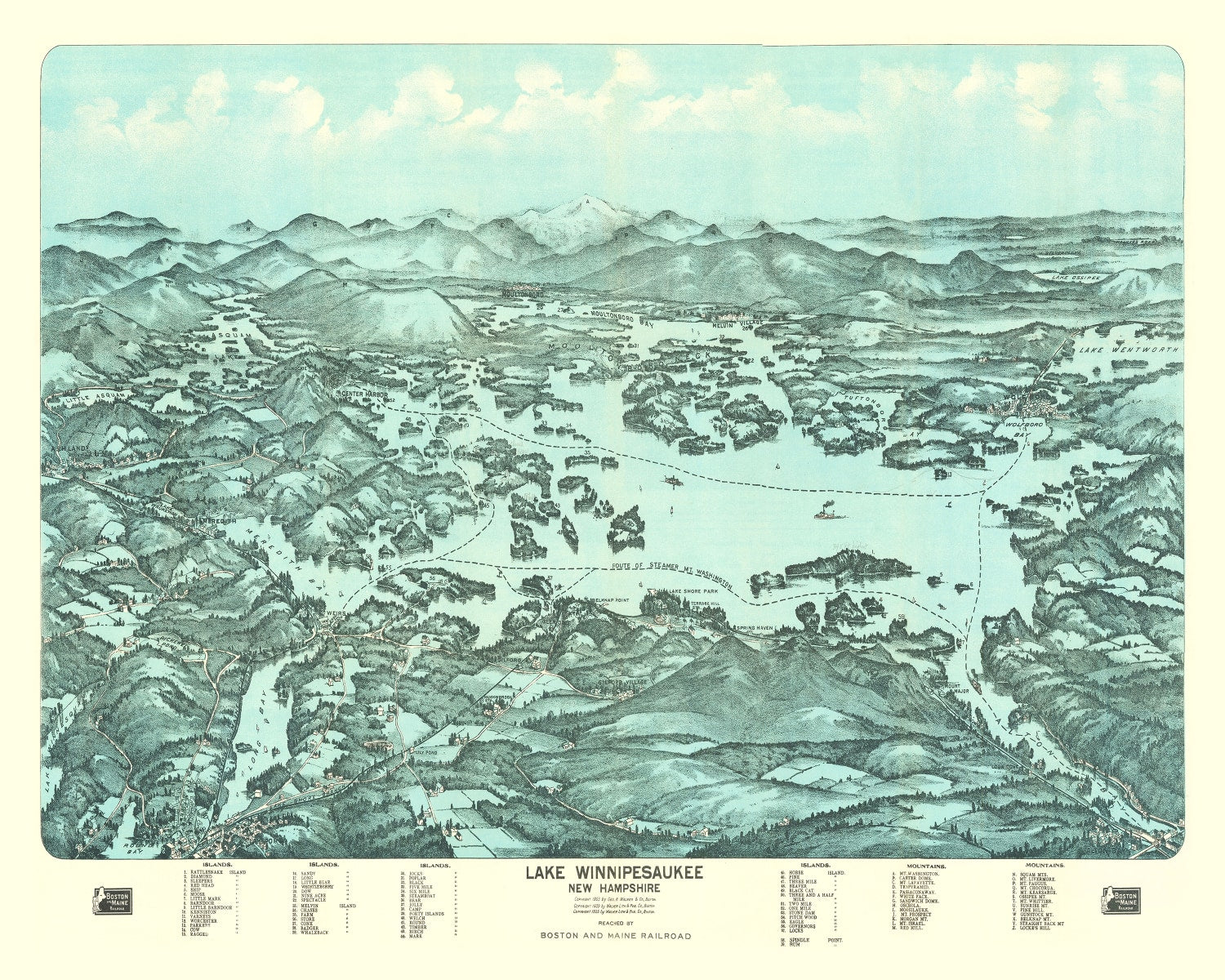 Vintage Map of Lake Winnipesaukee, 1903