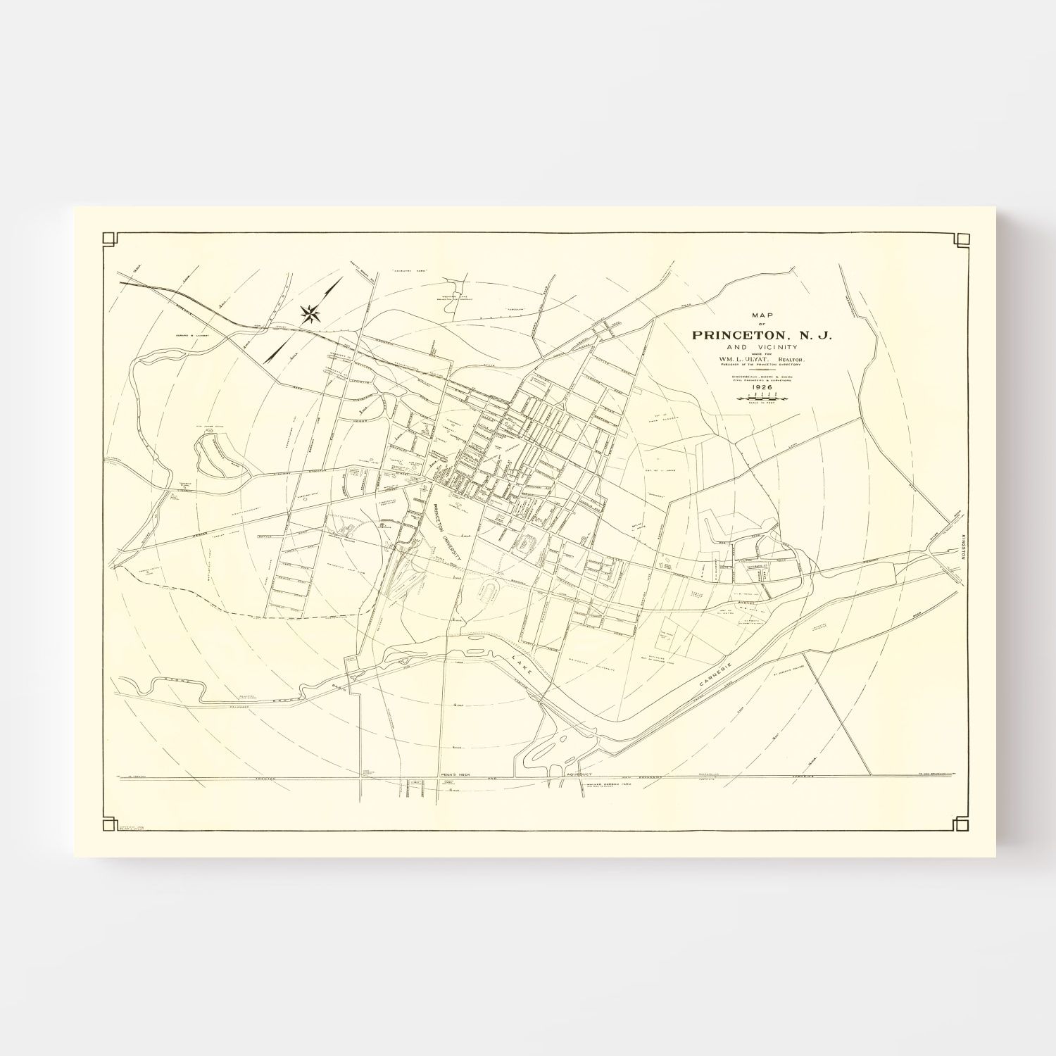 Vintage Map of Princeton, New Jersey 1926