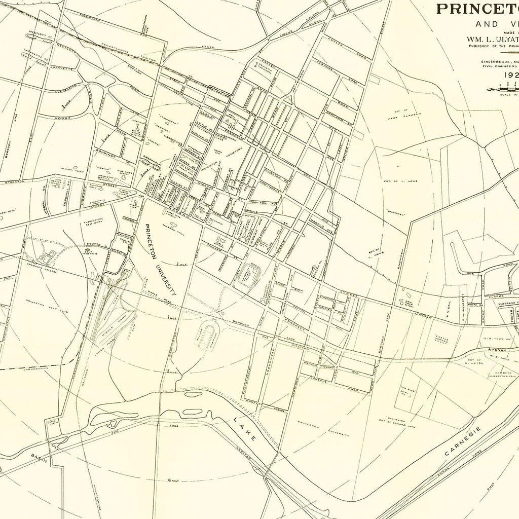 Vintage Map of Princeton, New Jersey 1926