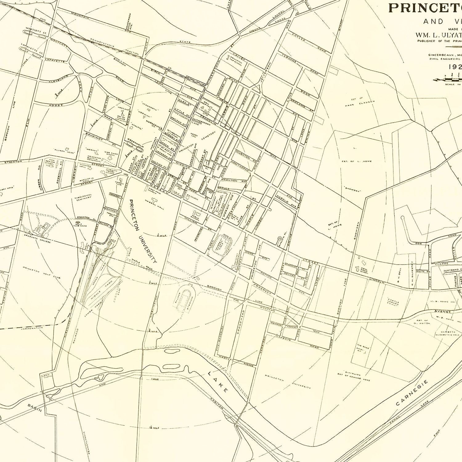 Vintage Map of Princeton, New Jersey 1926