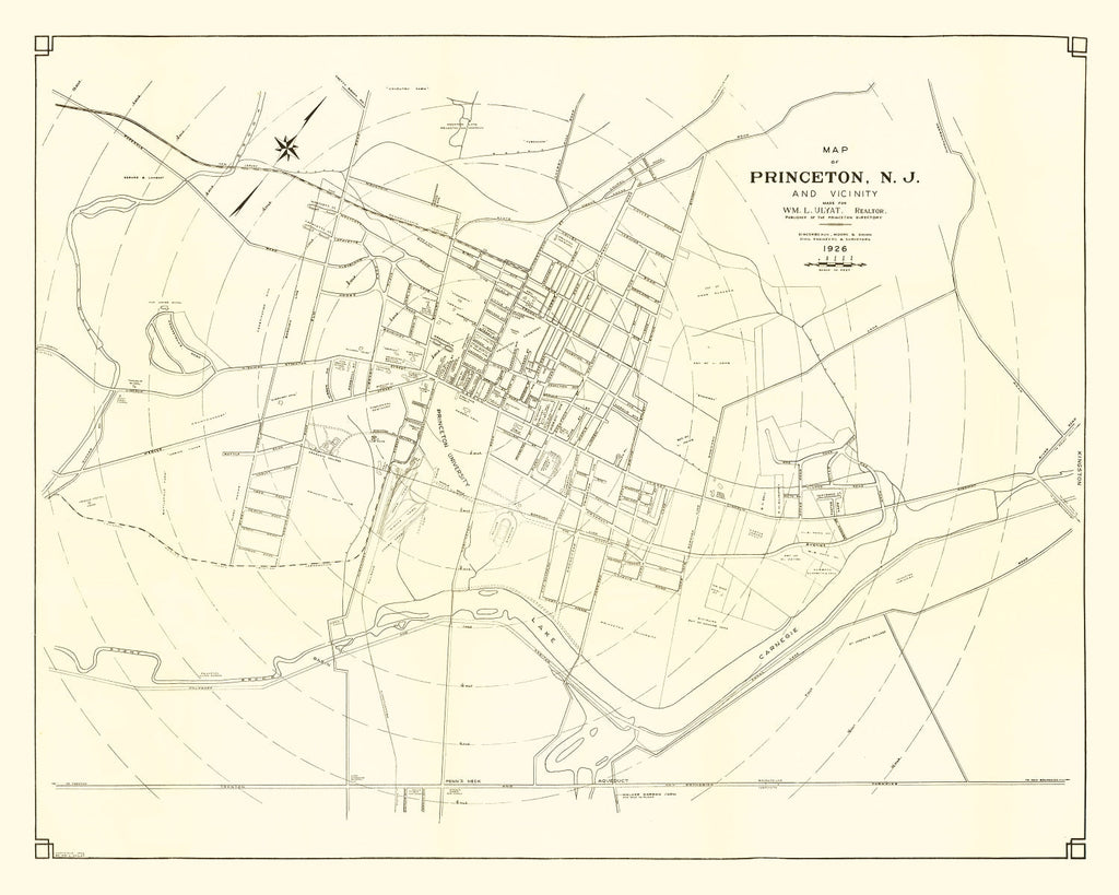 Vintage Map of Princeton, New Jersey 1926