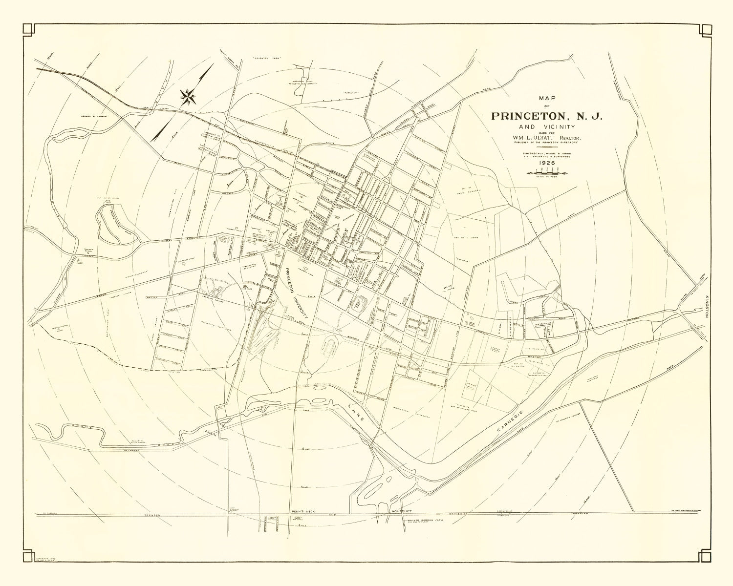 Vintage Map of Princeton, New Jersey 1926