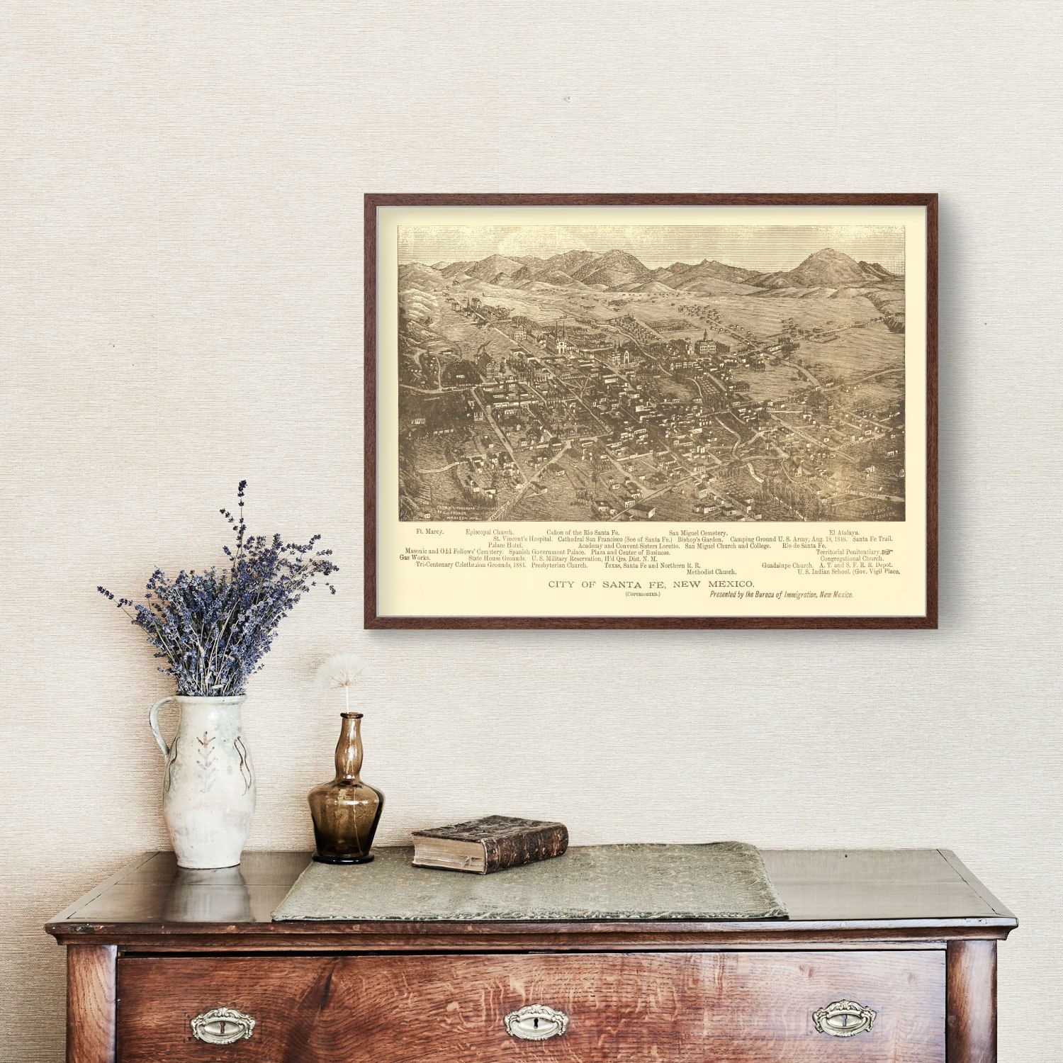 Vintage Map of Santa Fe, New Mexico 1885