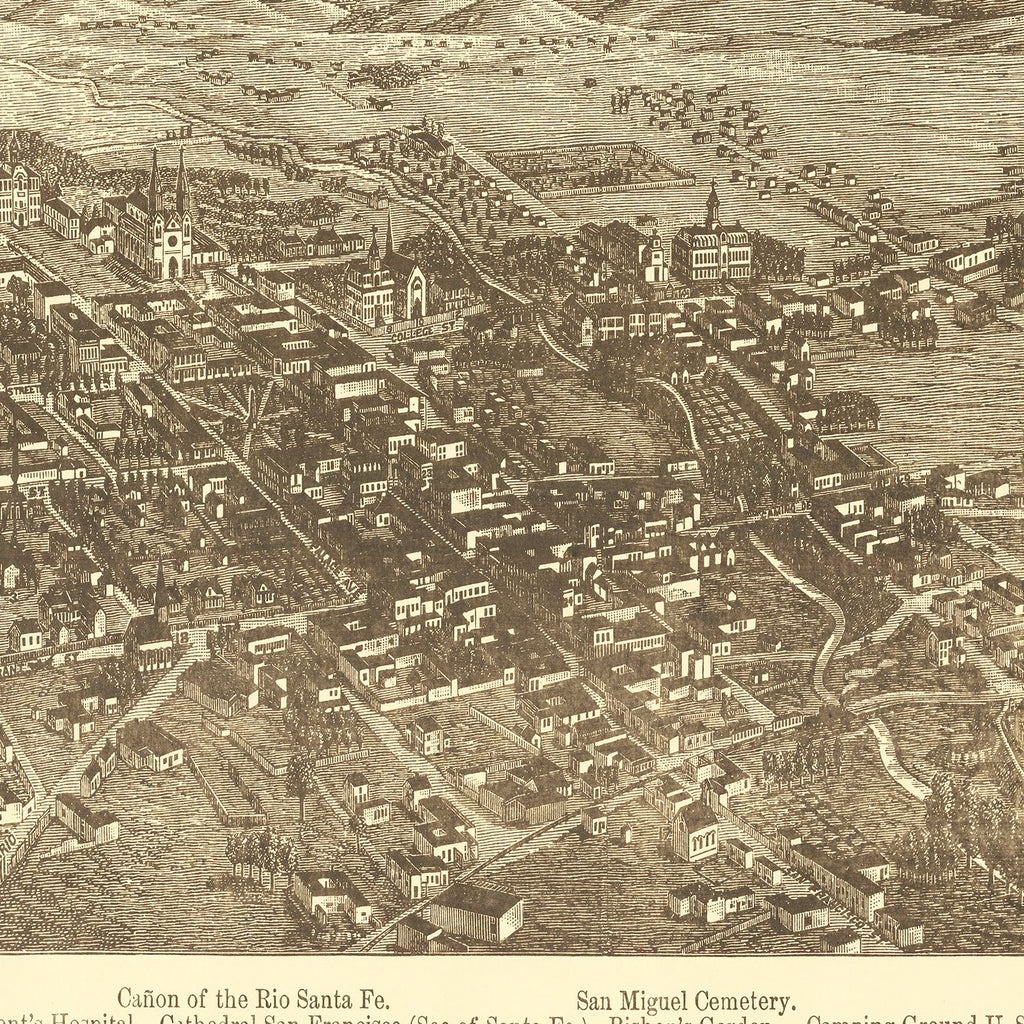 Vintage Map of Santa Fe, New Mexico 1885