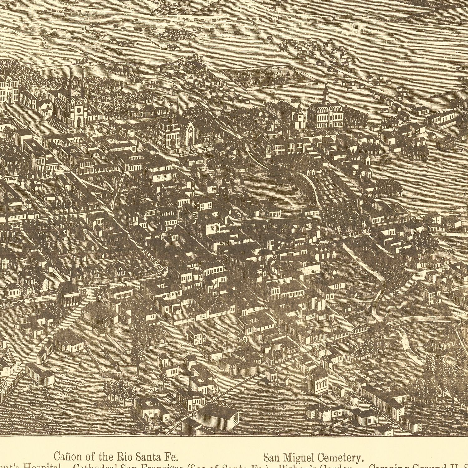 Vintage Map of Santa Fe, New Mexico 1885