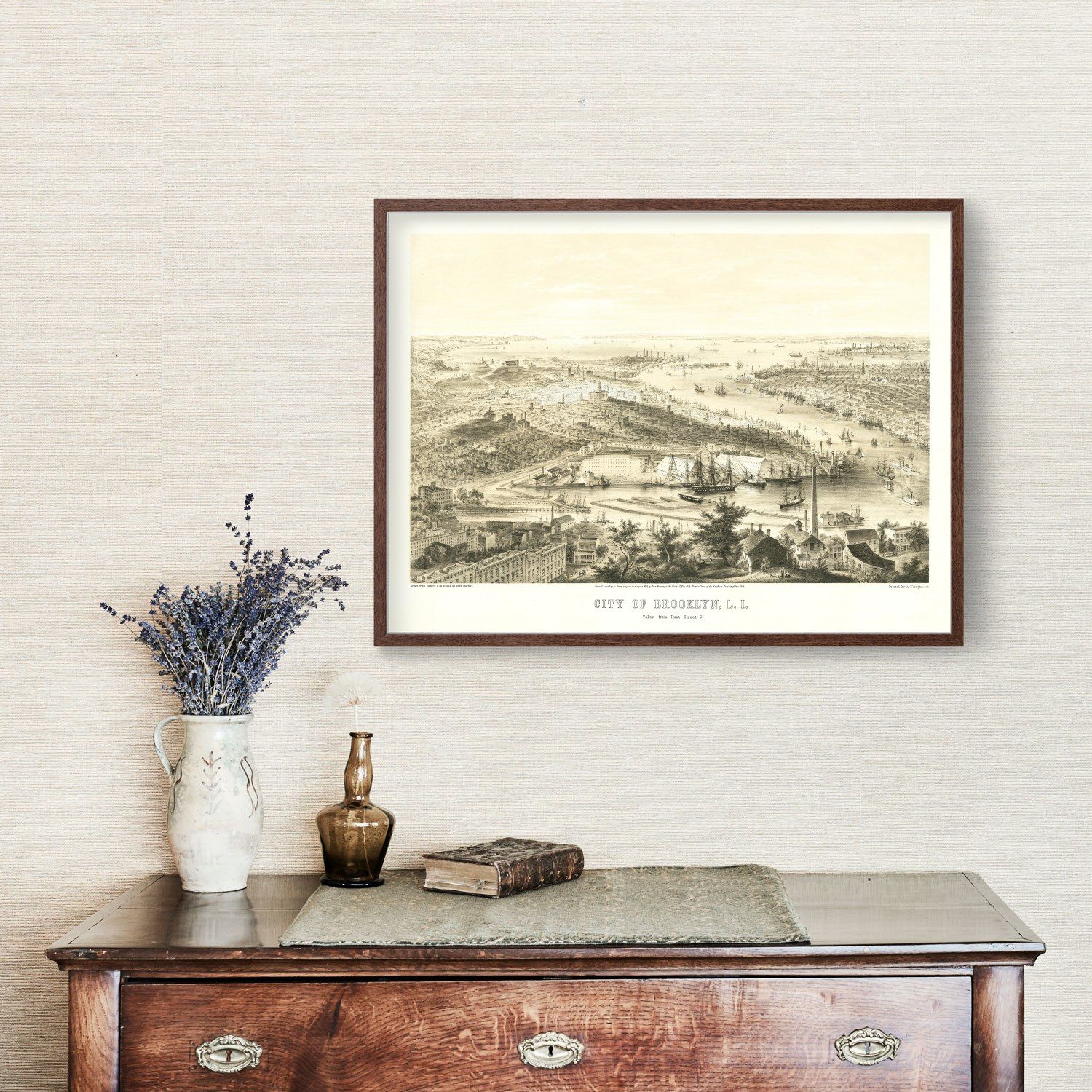 Vintage Map of Brooklyn, New York 1855
