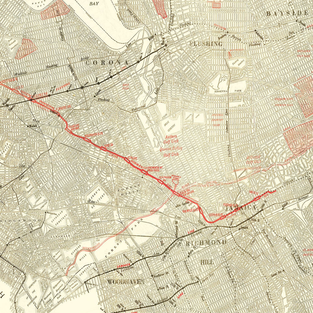 Vintage Map of Queens, New York 1937
