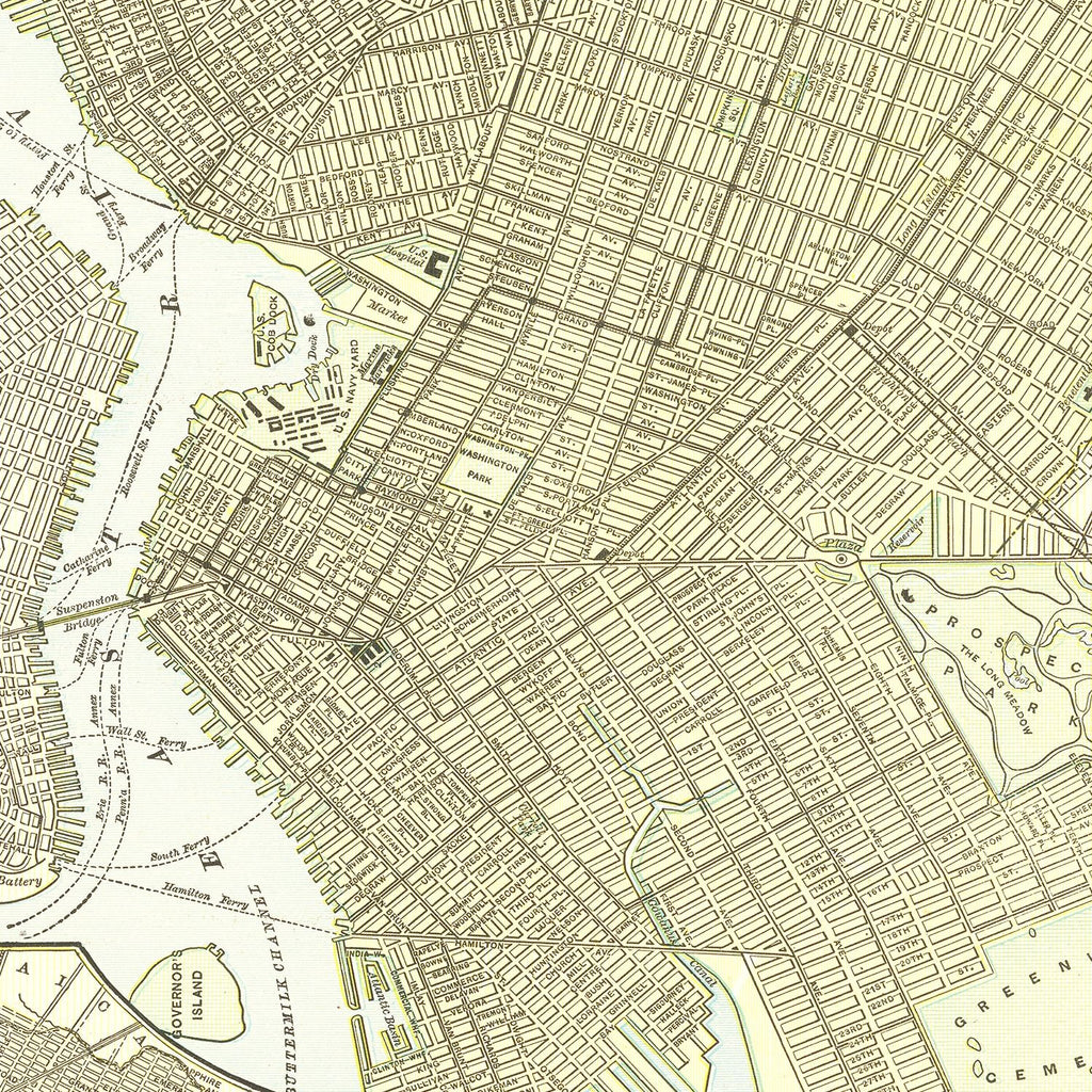 Vintage Map of Brooklyn, New York 1890