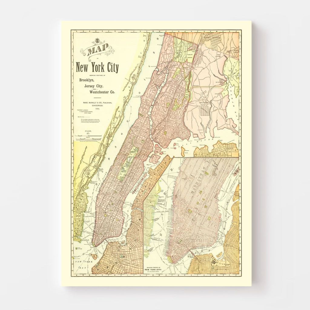 Vintage Map of Brooklyn, New York 1896