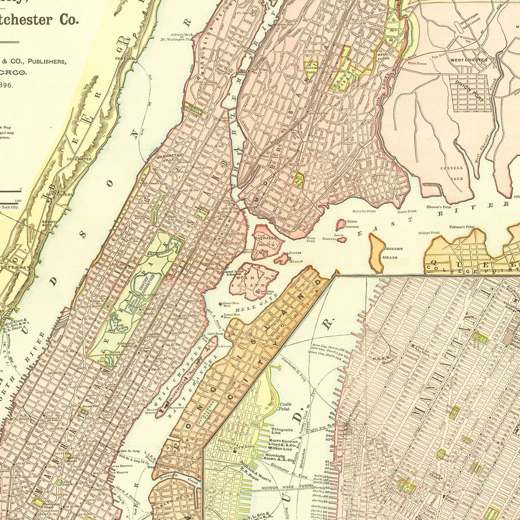 Vintage Map of Brooklyn, New York 1896