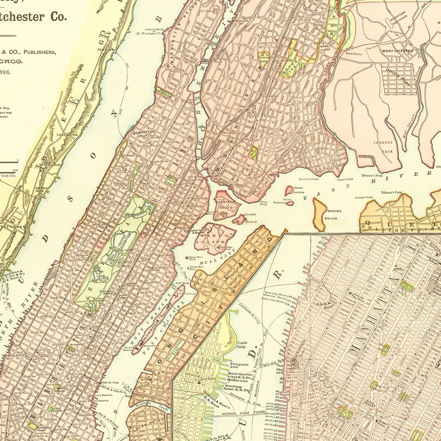 Vintage Map of Brooklyn, New York 1896
