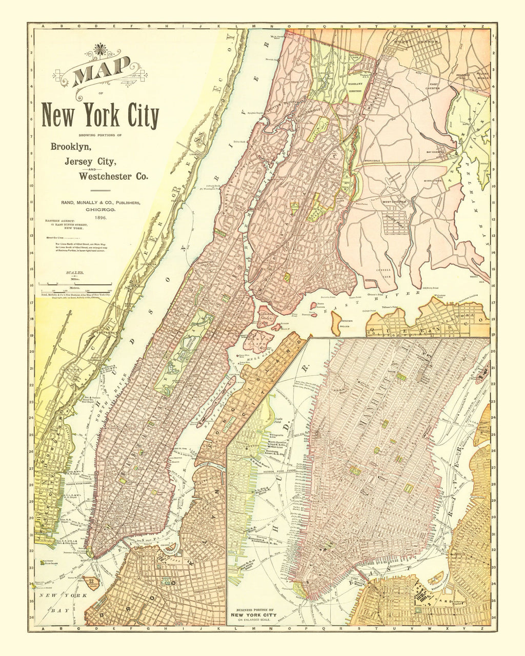 Vintage Map of Brooklyn, New York 1896
