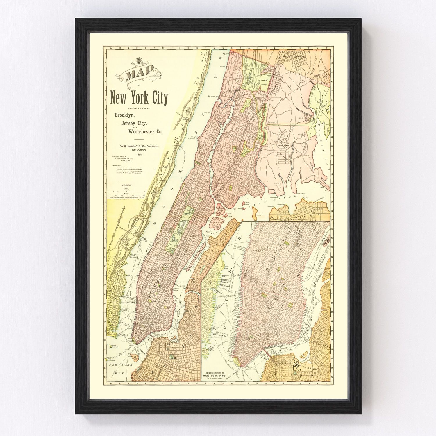 Vintage Map of Brooklyn, New York 1896