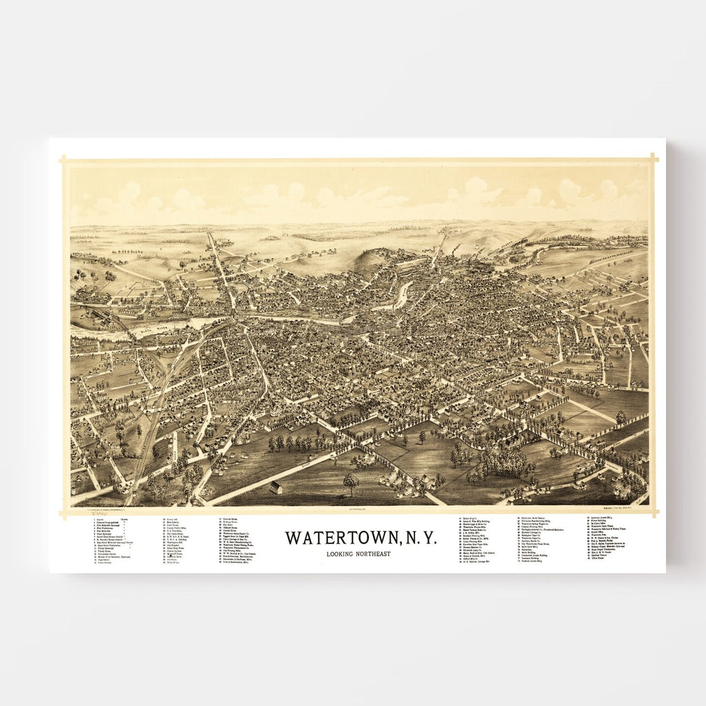 Vintage Map of Watertown, New York 1891