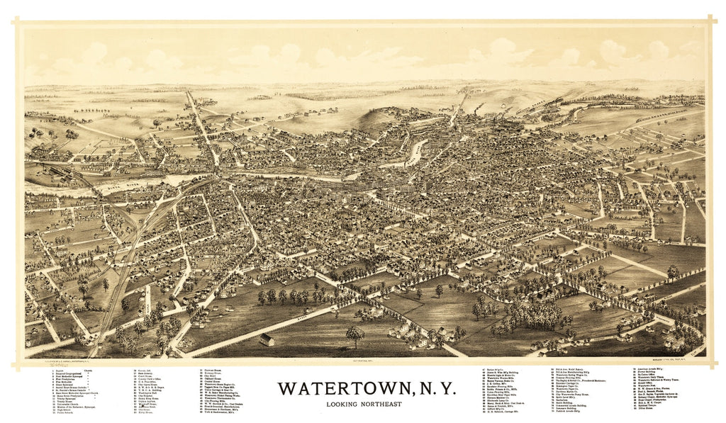 Vintage Map of Watertown, New York 1891