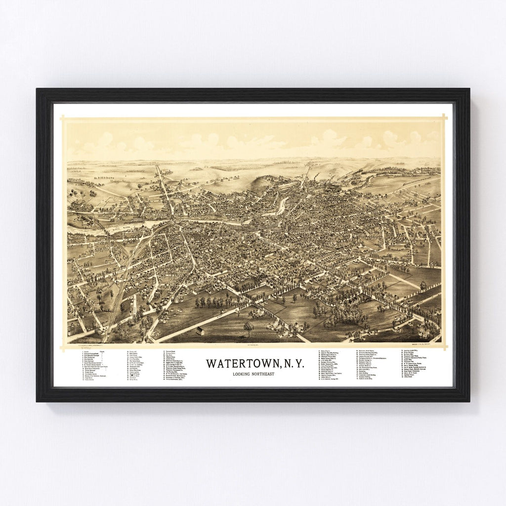 Vintage Map of Watertown, New York 1891