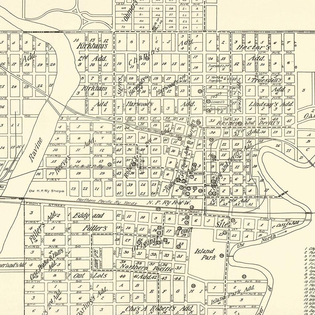 Vintage Map of Fargo, North Dakota 1910