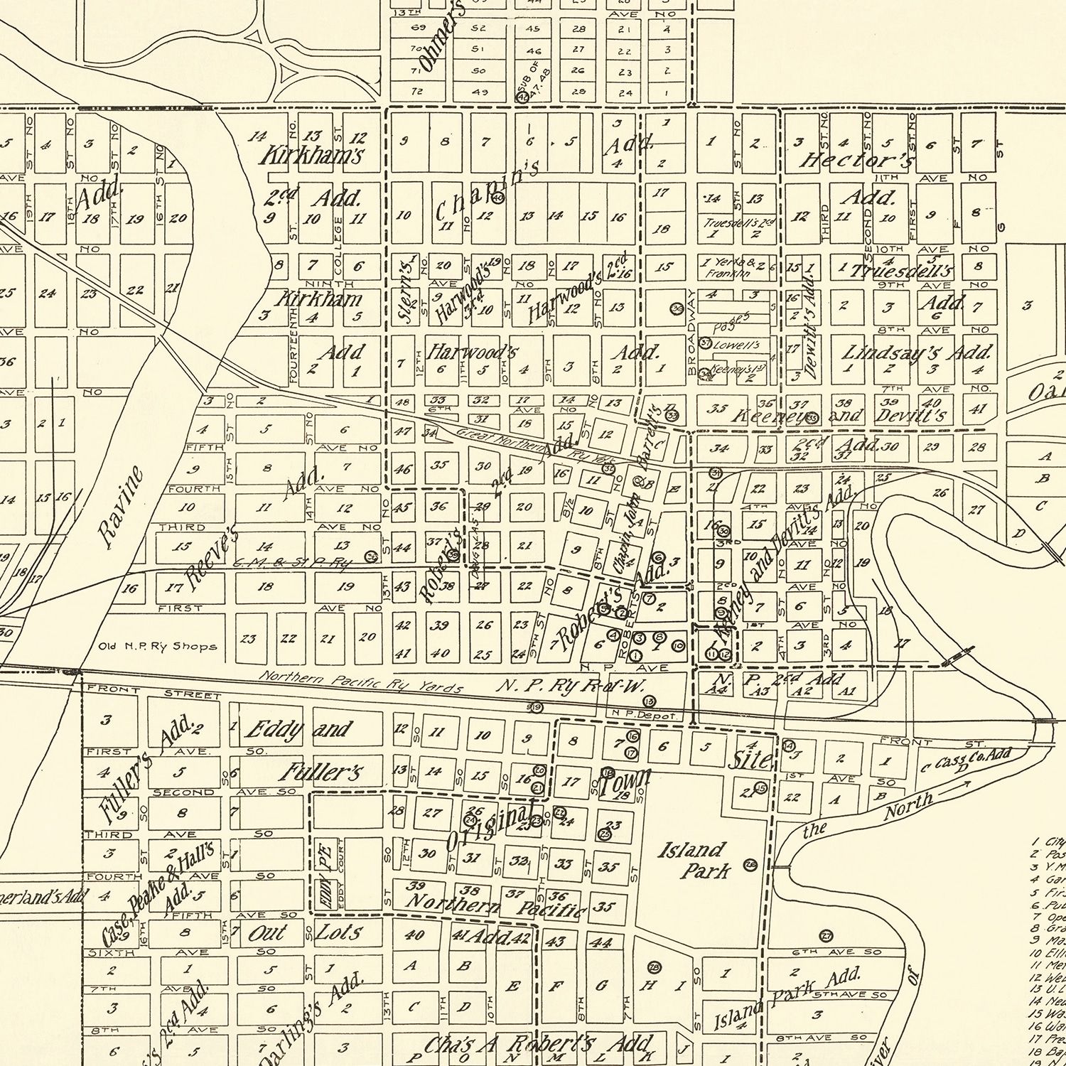 Vintage Map of Fargo, North Dakota 1910