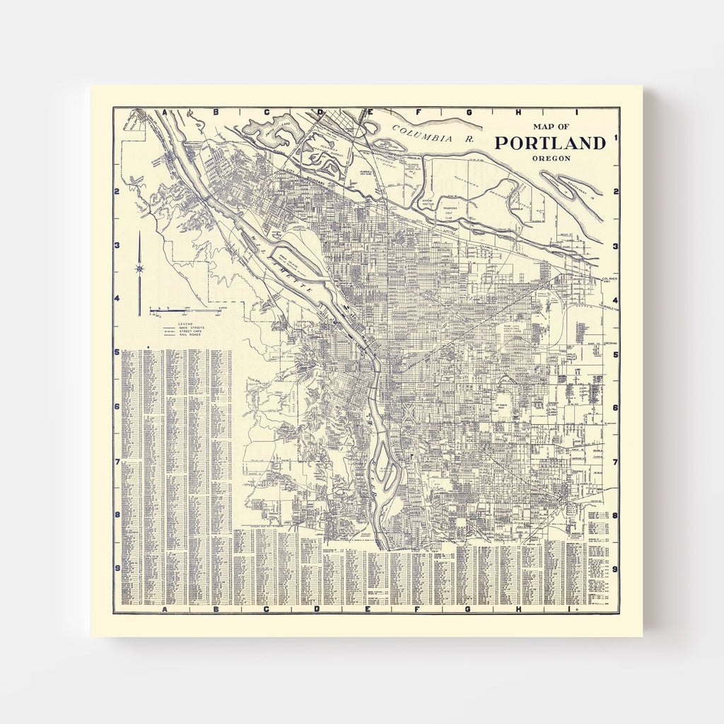 Vintage Map of Portland, Oregon 1920