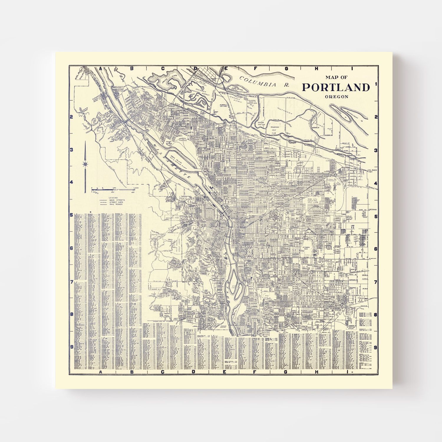 Vintage Map of Portland, Oregon 1920