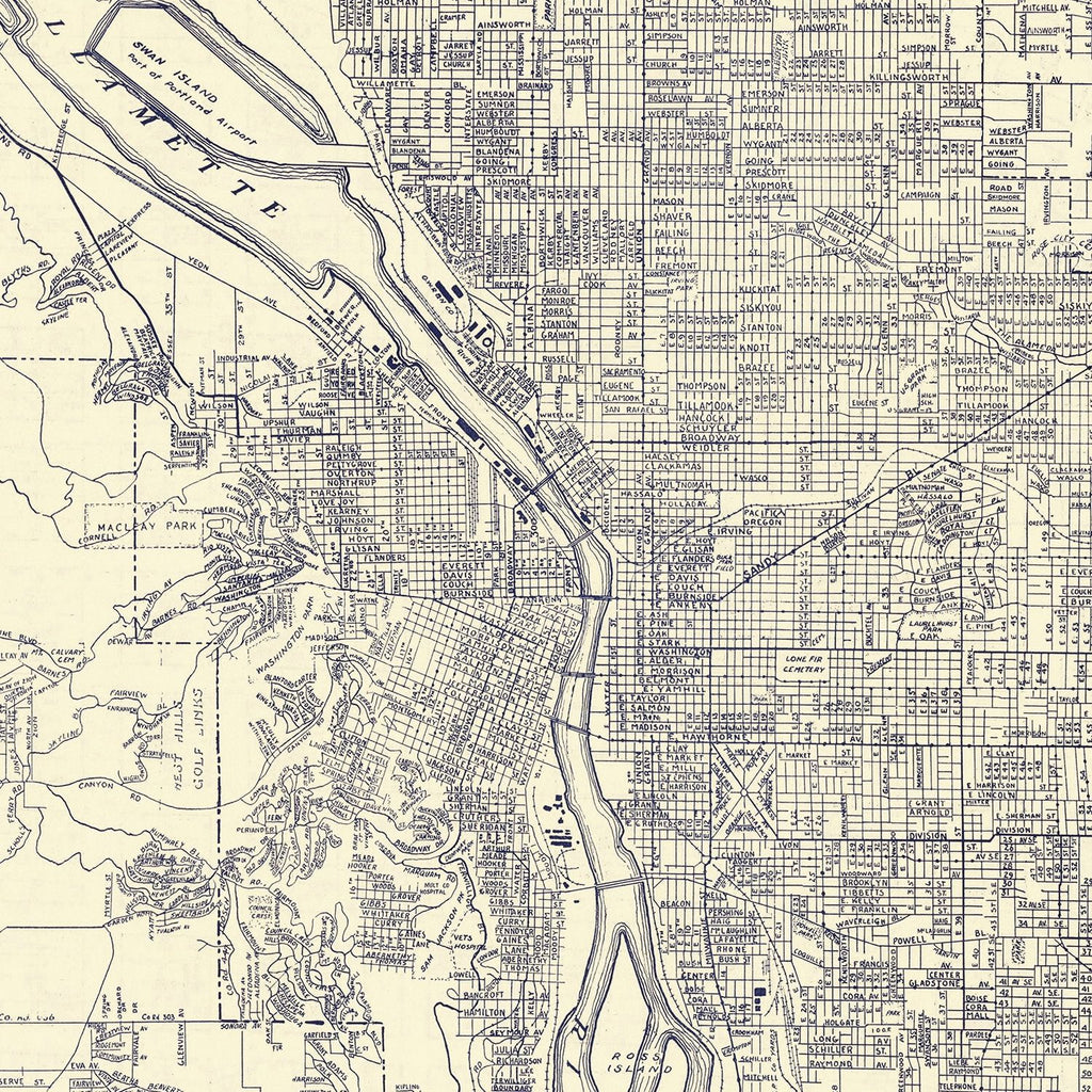 Vintage Map of Portland, Oregon 1920