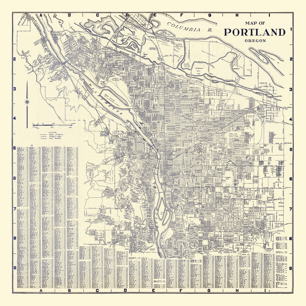 Vintage Map of Portland, Oregon 1920