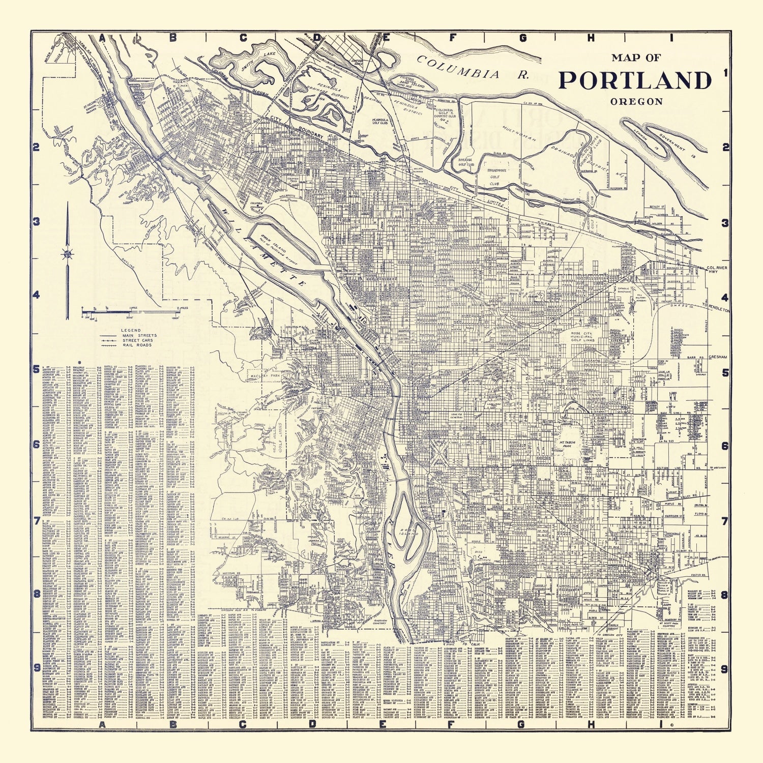 Vintage Map of Portland, Oregon 1920