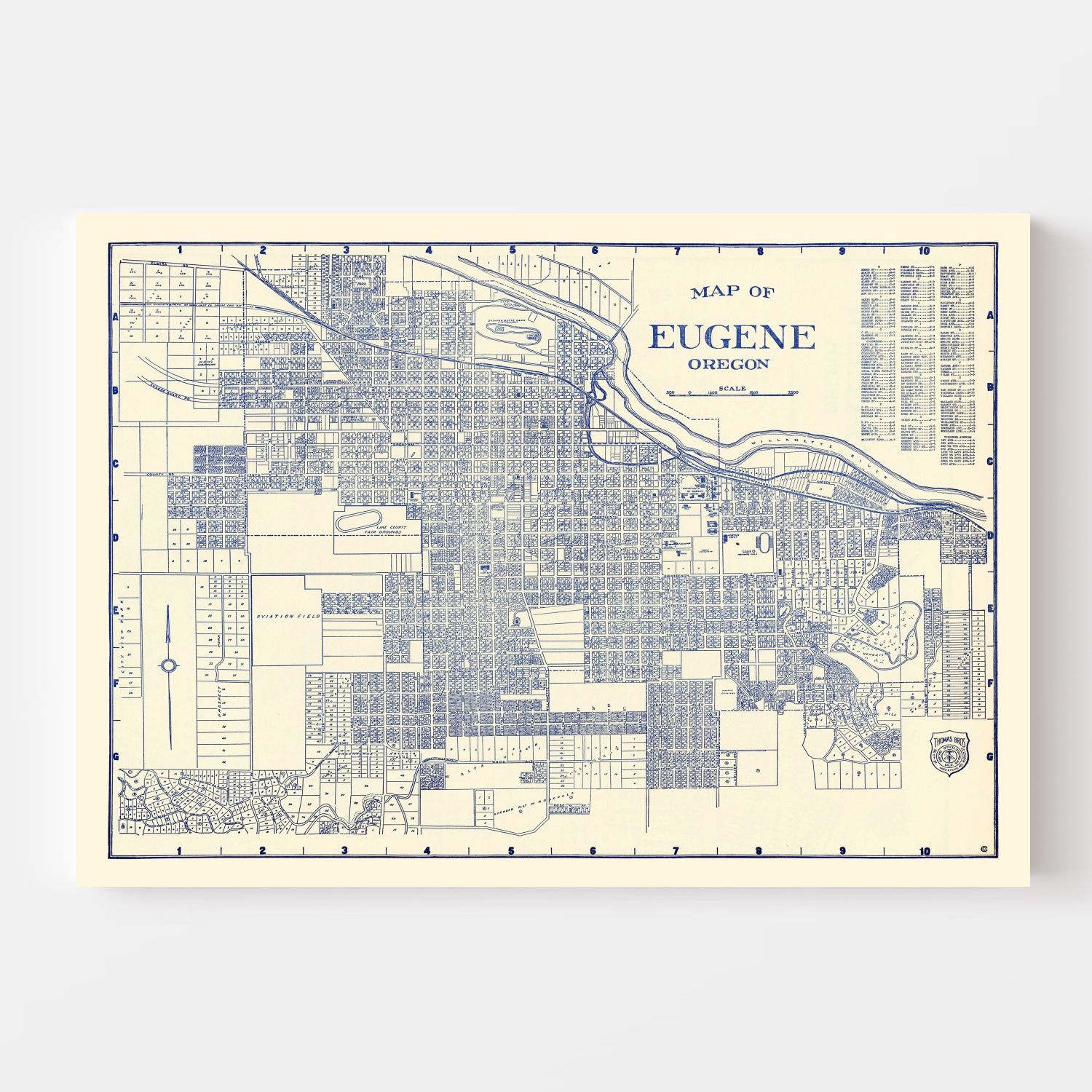 Vintage Map of Eugene, Oregon 1920